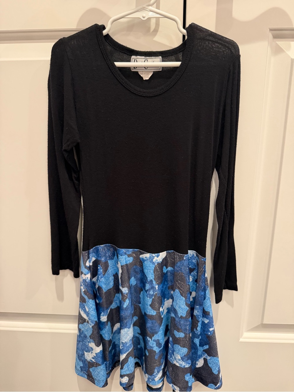Dori Creations Girls' Black & Blue Camouflage Dress - size 7